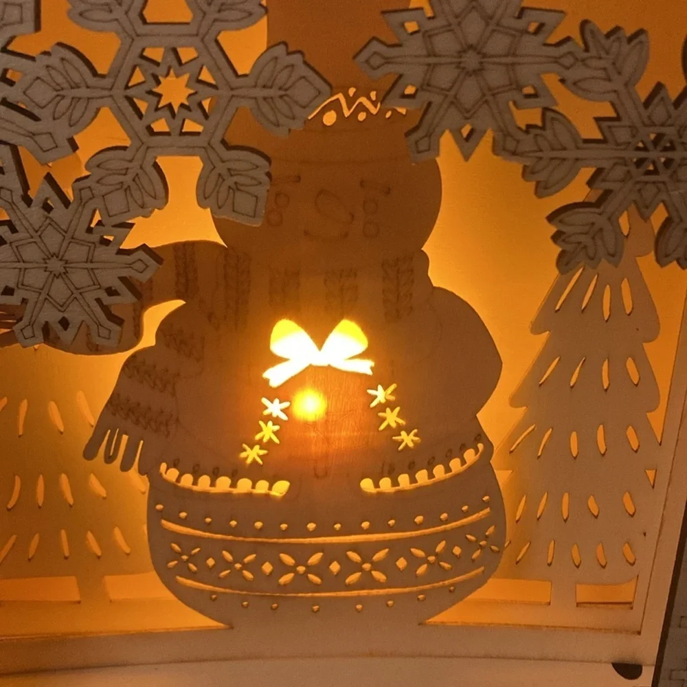 Christmas diy pre lit wood decor 1 set new beautiful